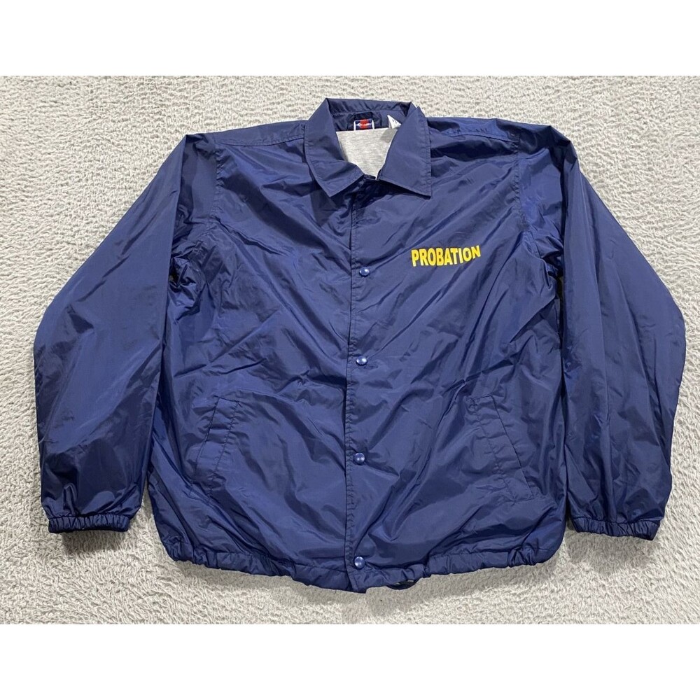 Probation Jacket Mens Medium Blue Windbreaker Full Zip Up